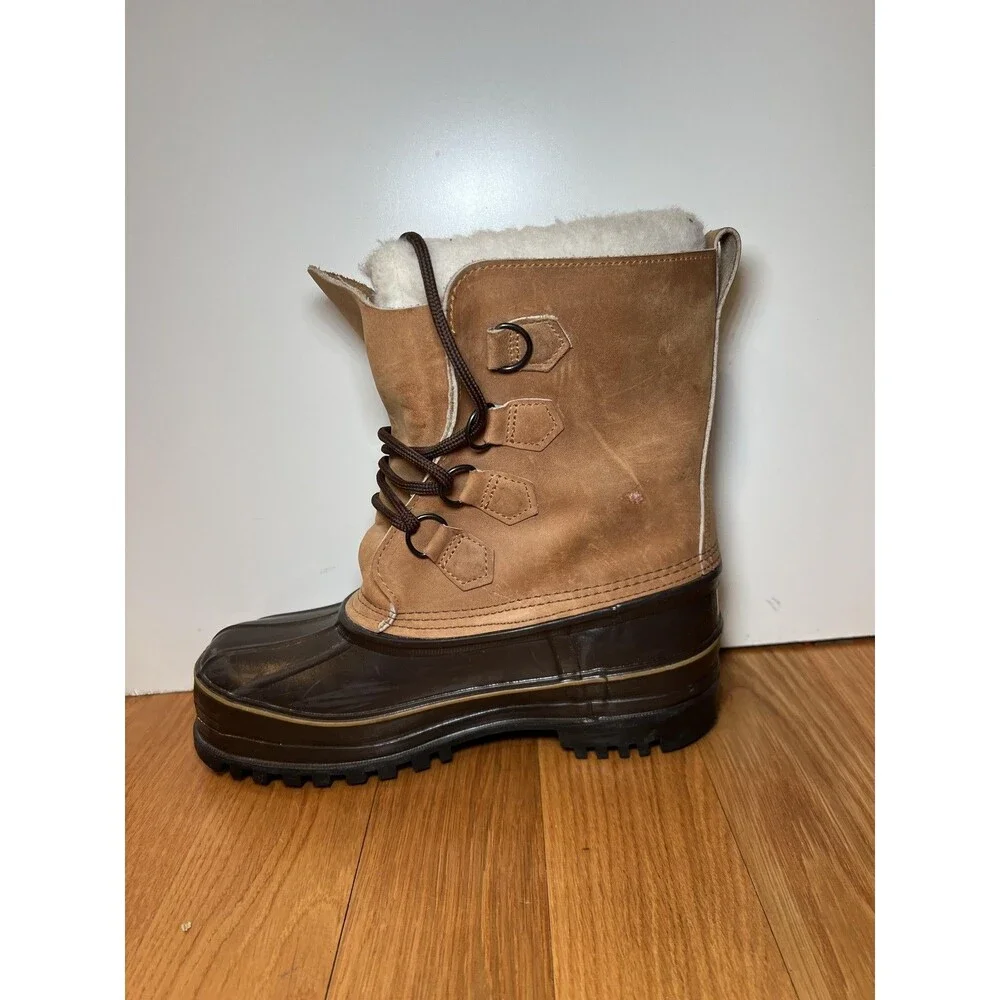 Vintage Eddie Bauer Boots Mens Size 8 Brown Leather Duck Snow Insulated USA